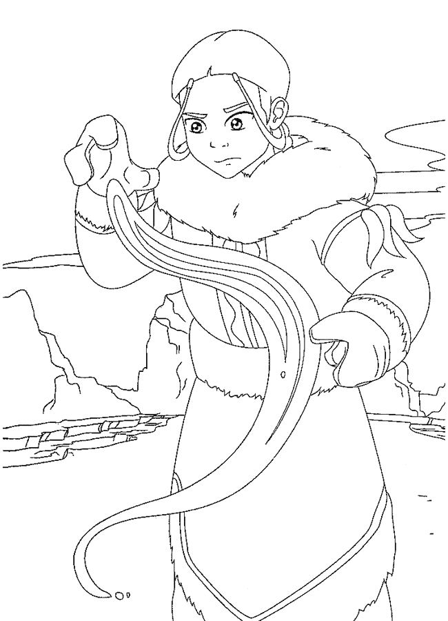 coloriage katara s entraine a maitriser l eau
